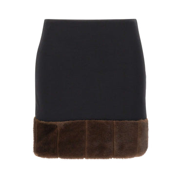 ROTATE Minigonna con orlo in ecopelliccia BLACK Donna 
