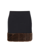 ROTATE Minigonna con orlo in ecopelliccia BLACK Donna 