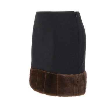 ROTATE Minigonna con orlo in ecopelliccia BLACK Donna 