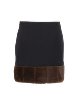 ROTATE Minigonna con orlo in ecopelliccia BLACK Donna 