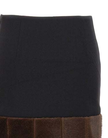 ROTATE Minigonna con orlo in ecopelliccia BLACK Donna 