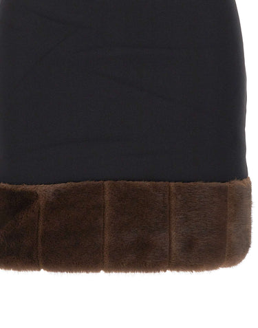 ROTATE Minigonna con orlo in ecopelliccia BLACK Donna 