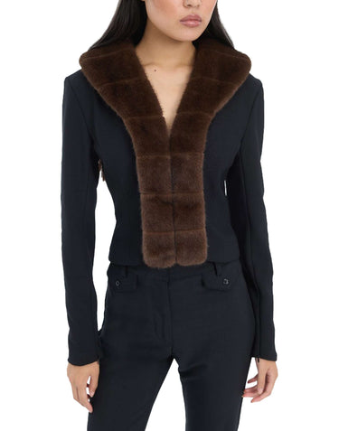 ROTATE Giacca con collo in ecopelliccia BLACK Donna 
