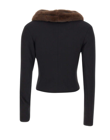 ROTATE Giacca con collo in ecopelliccia BLACK Donna 