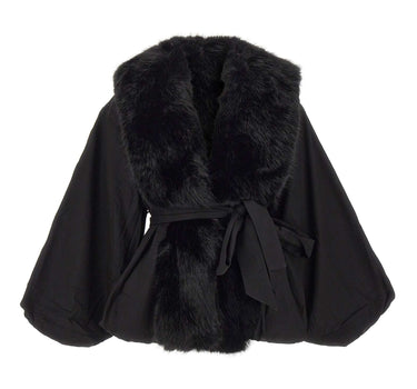 ROTATE Giacca con con maxi collo in ecopelliccia BLACK Donna 