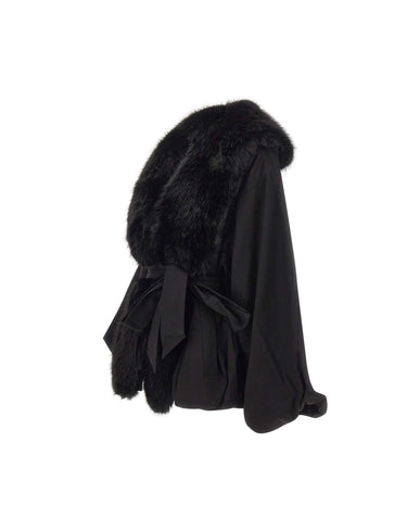 ROTATE Giacca con con maxi collo in ecopelliccia BLACK Donna 