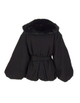 ROTATE Giacca con con maxi collo in ecopelliccia BLACK Donna 