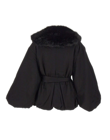 ROTATE Giacca con con maxi collo in ecopelliccia BLACK Donna 