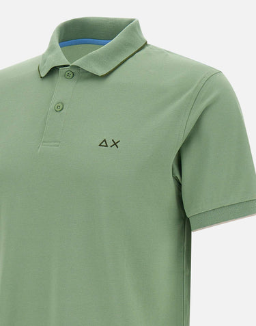 SUN68 "Small stripes on collar polo" GREEN Uomo 