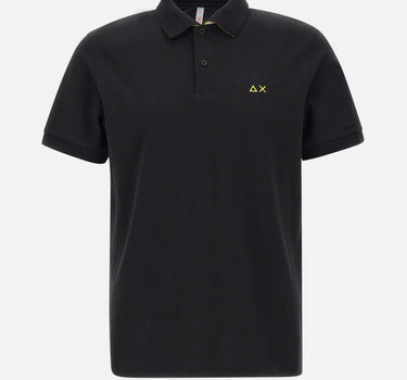 SUN68 "Print under collar polo shirt" BLACK Uomo 