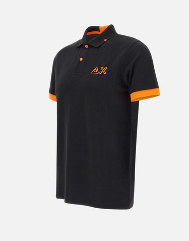 SUN68 "Polo logo fluo" BLACK Uomo 
