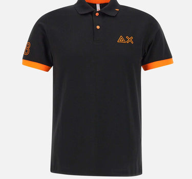 SUN68 "Polo logo fluo" BLACK Uomo 
