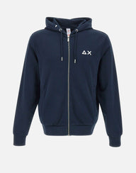 SUN68 "Hoodie zip basic fleece" BLUE Uomo 