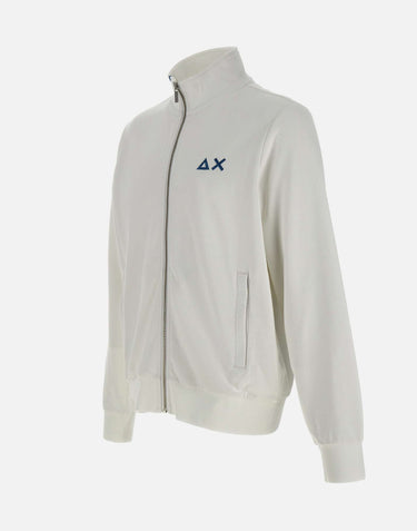 SUN68 "Track zip basic fleece" WHITE Uomo 