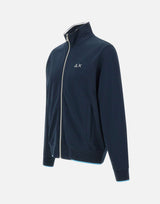 SUN68 "Track zip piquet polo stripes" BLUE Uomo 