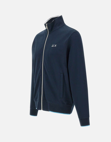 SUN68 "Track zip piquet polo stripes" BLUE Uomo 