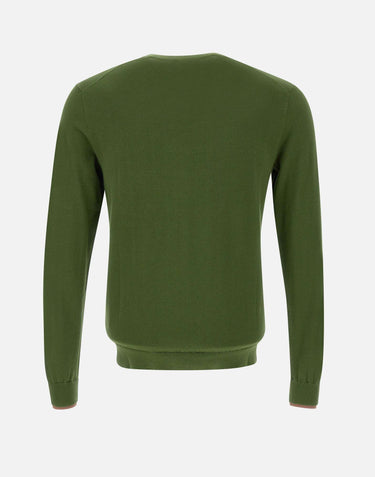 SUN68 "Sweater neck double rib" GREEN Uomo 