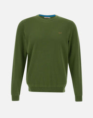 SUN68 "Sweater elbow contrast color" GREEN Uomo 