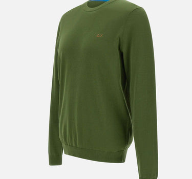 SUN68 "Sweater elbow contrast color" GREEN Uomo 