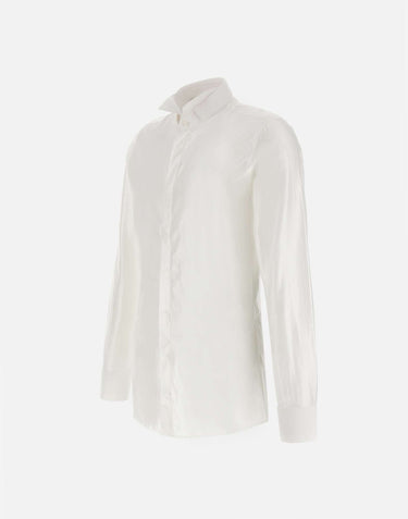 CARLO PIGNATELLI Camicia "Ray" in cotone e viscosa WHITE Uomo 