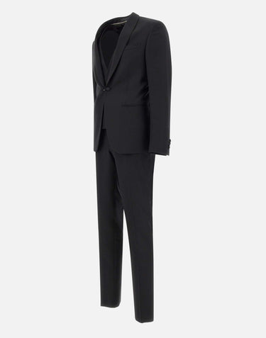 CORNELIANI Completo tre pezzi in fresco lana BLACK Uomo 