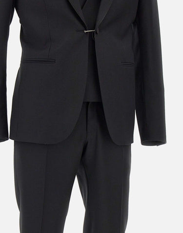 CORNELIANI Completo tre pezzi in fresco lana BLACK Uomo 