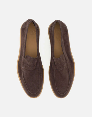 DUCA DEGLI ABRUZZI Mocassini "Amalfi" in pelle scamosciata BROWN Uomo 