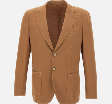 SANTANIELLO Blazer in cotone e lino BROWN Uomo 