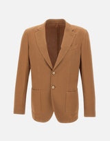 SANTANIELLO Blazer in cotone e lino BROWN Uomo 