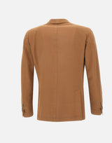 SANTANIELLO Blazer in cotone e lino BROWN Uomo 