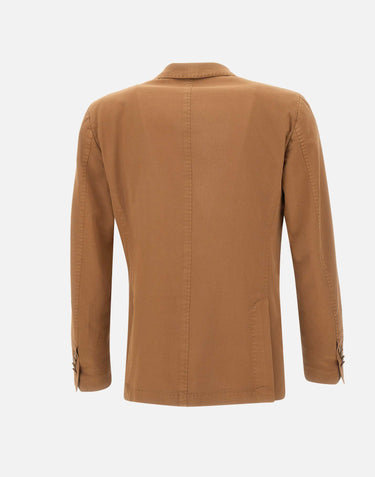 SANTANIELLO Blazer in cotone e lino BROWN Uomo 
