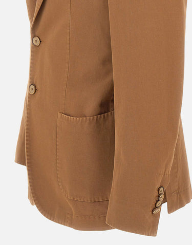 SANTANIELLO Blazer in cotone e lino BROWN Uomo 