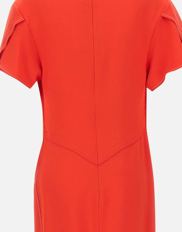 "Gathered V-Neck Midi Dress" 1125WDR005195B RED VICTORIA BECKHAM 