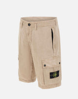 Shorts in tela di cotone biologico spazzolato effetto "old" L100019S00WA V019A STONE ISLAND 