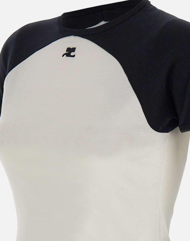 T-Shirt "Circle Contrast" 325JTS214JS0203 WHTBLK COURREGES