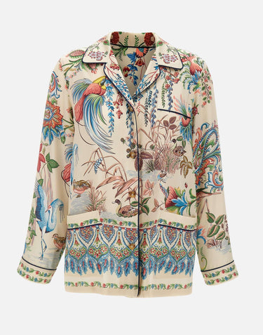 Camicia in twill con stampa flora e fauna WRIA0100 99SPSI4X0802 ETRO 