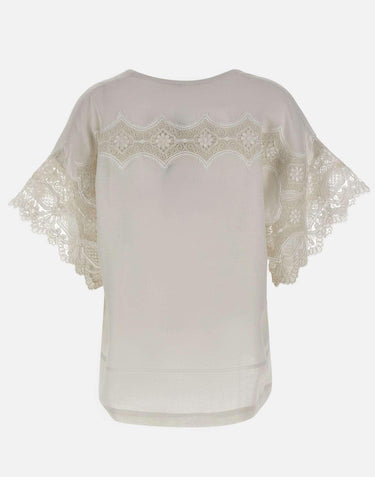 Blusa in lino ricamata W08460781 OFFWHITE MAURIZIO MYKONOS 
