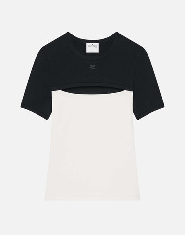 T-shirt "Slash Contrast" 326JTS272JS0203 BLACKHERWHT COURREGES 