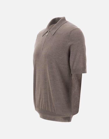 Polo in misto lana con zip 43166 16401170 GRAN SASSO 