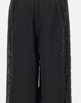 Pantaloni in raso con ricamo gioiello KZ006 BLACK JACQUES WEI 