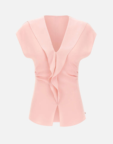 Top in crêpe con volant TOP1358 PINK NISSA 