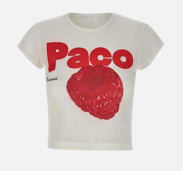 T-shirt in jersey pointelle di cotone 25PJTE003CO0557 P100 RABANNE 