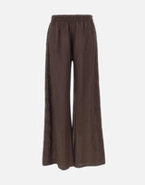 Pantaloni in lino con dettagli in pizzo W01210781 CHOCOLATE MAURIZIO MYKONOS 