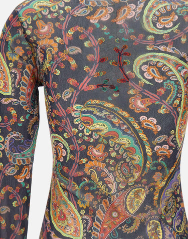 Top in tulle stretch con motivo Paisley WRJA0038 AKG51X0884 ETRO 