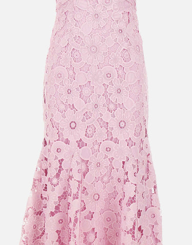 Abito midi in pizzo con scollo sulla schiena 254MP PINK SELF-PORTRAIT 