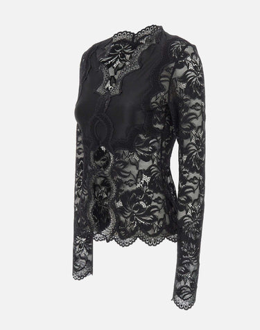 Top in pizzo a maniche lunghe cut-out 26PJT0173PA0170 P001 RABANNE 