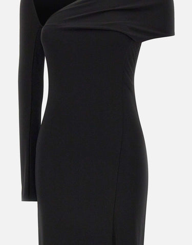 "One Shoulder Crepe Jersey Dress" 425JR0735JS0145 BLACK COURREGES 