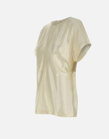 "Pero blouse" in organza di seta e lino PERO IVORY LOULOU DE SAISON 