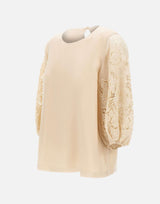 Blusa in garza ramié e Sangallo 2616161012600 060 MAX MARA STUDIO 