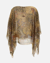 Top poncho in seta con motivo paisley animalier WRJA0027 AKG71X0826 ETRO 